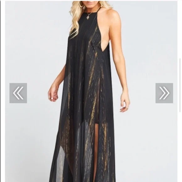 Show Me Your Mumu black and gold Maxi Dress - Picture 1 of 9